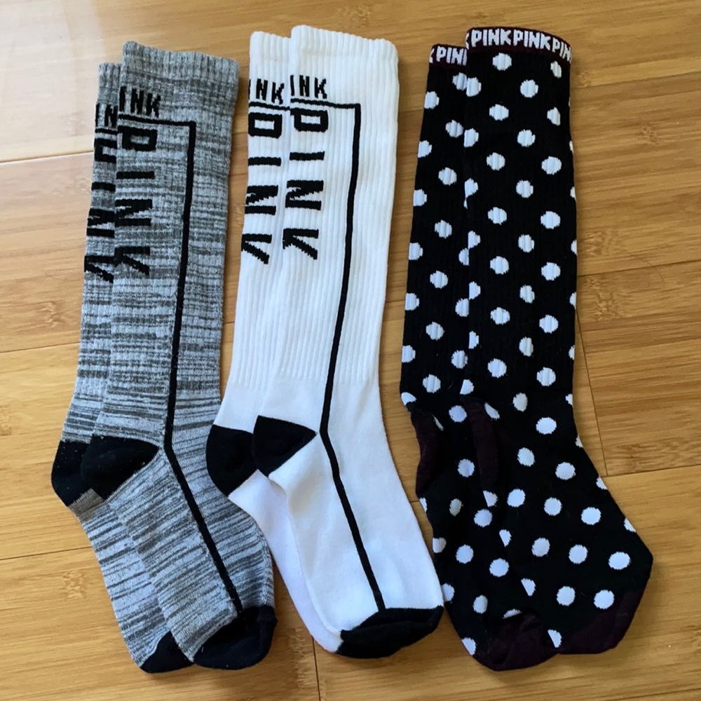 Victoria’s Secret PINK boot socks 4 pair NWOT